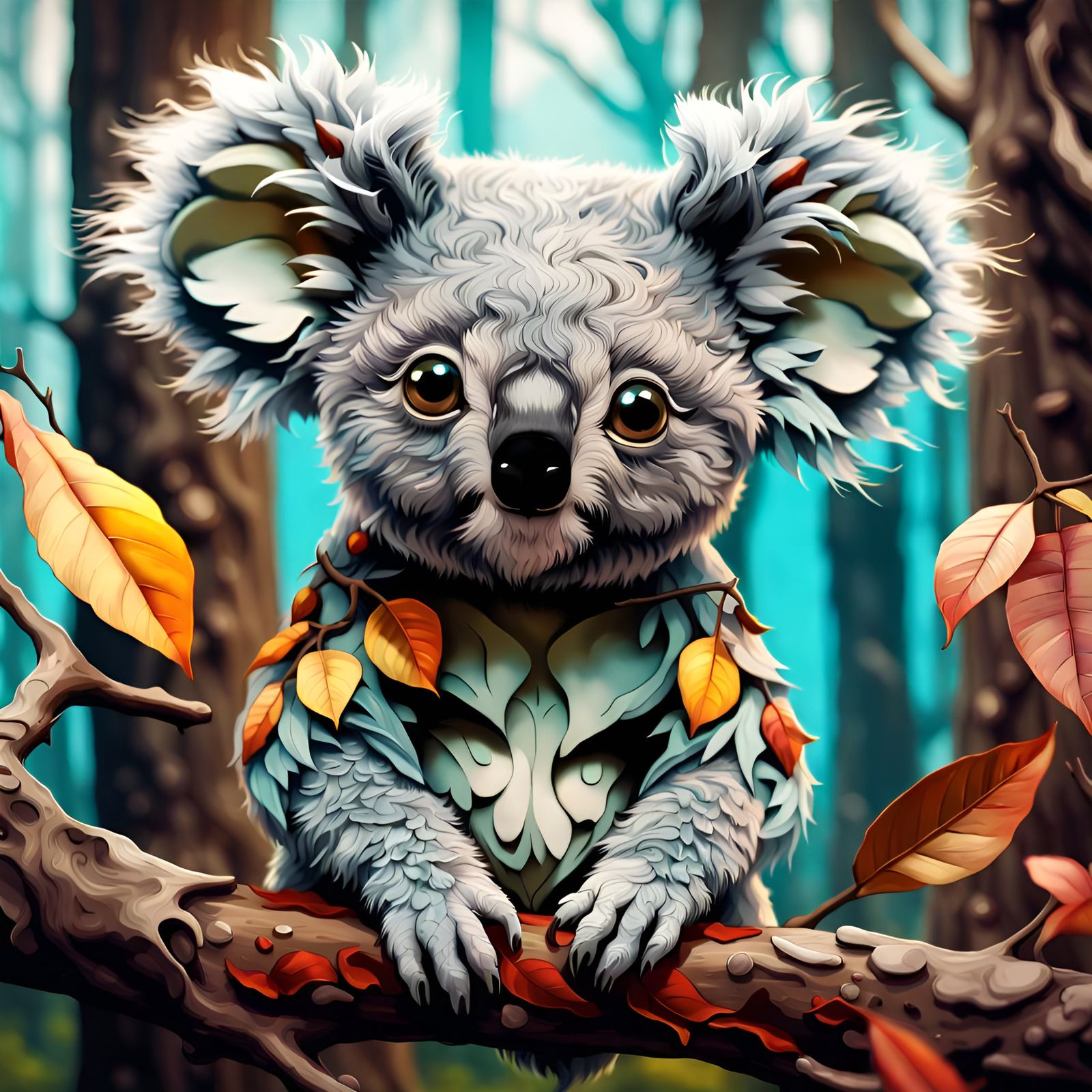 Chibi Koala Portrait in Fantasycore Style