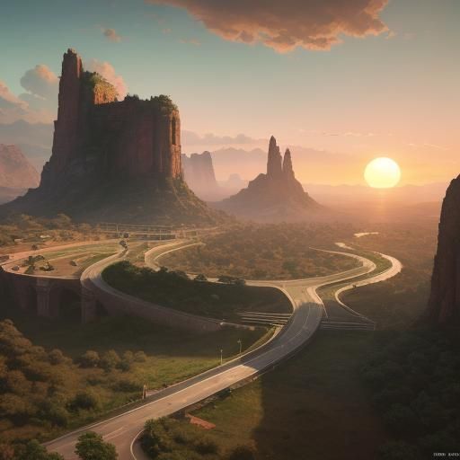 Ferrari at Sunset: Digital Concept Art