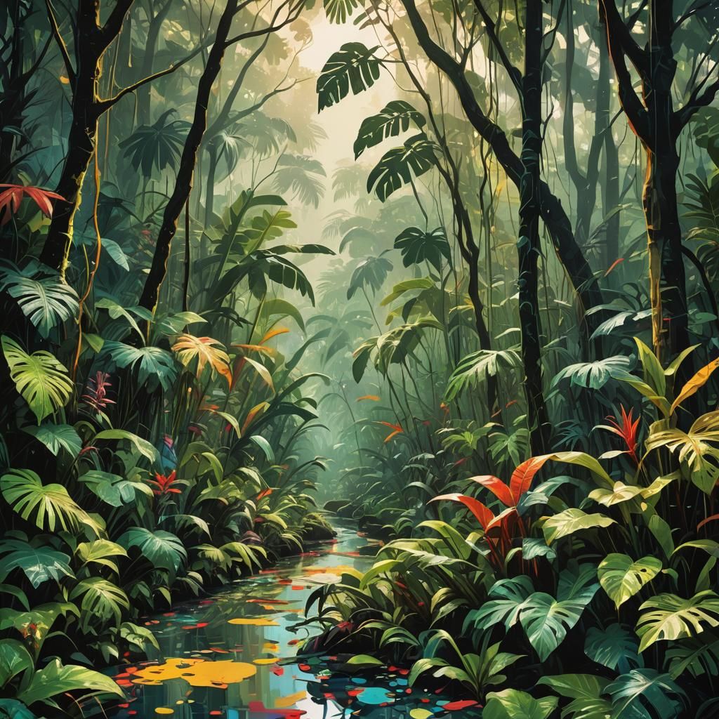 Pop Art Jungle Wildlife with Cinematic Lighting