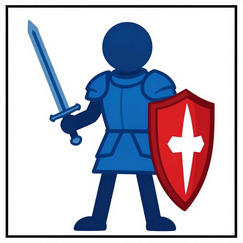 Stick Figure Knight in Bold Graphic Comic Style