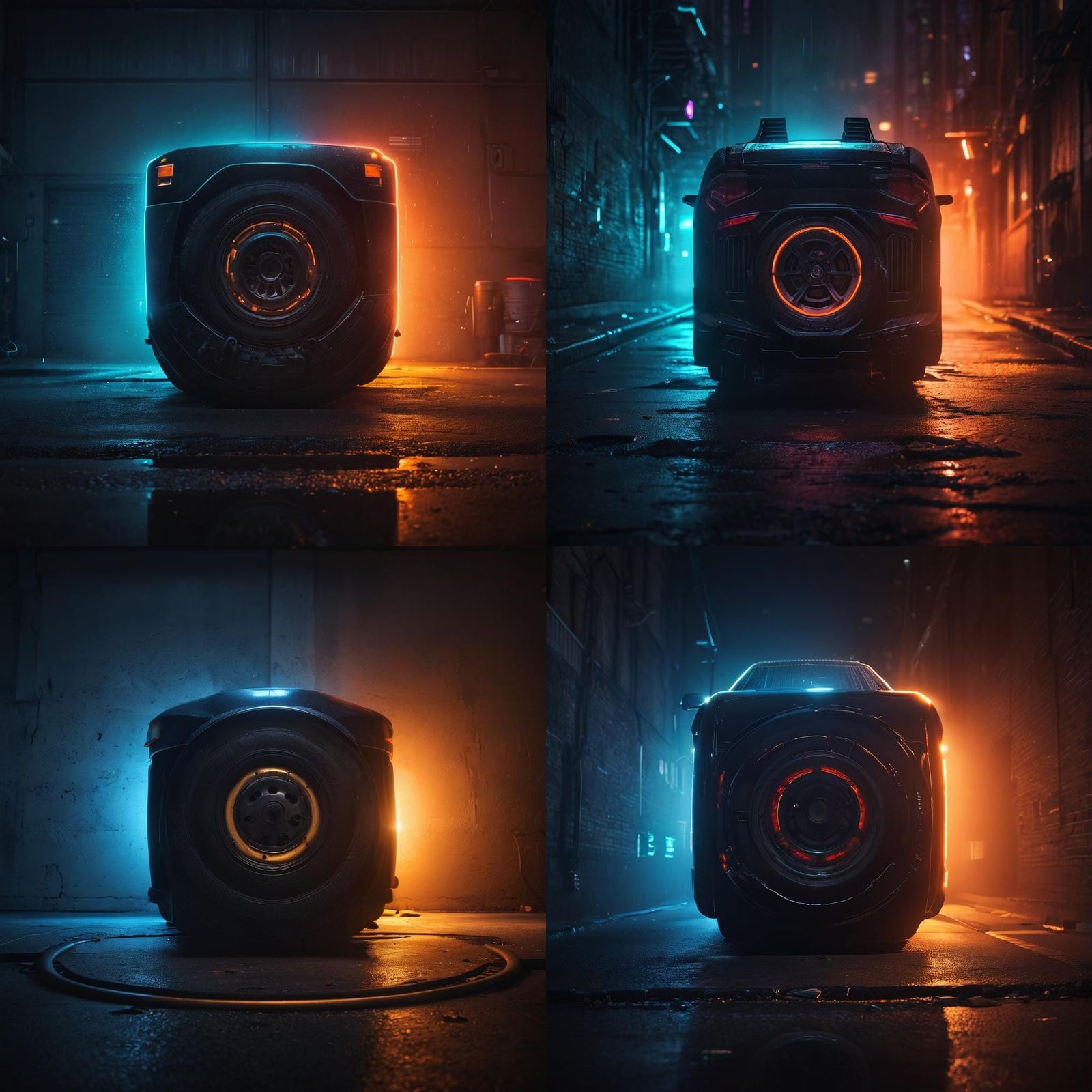 Car Jump Starter Ad Banner in Dark Urban Style