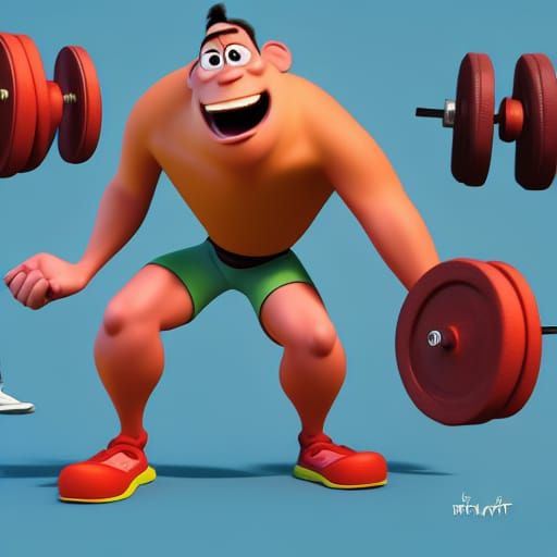 Workout Scene in Pixar Disney 3D Style