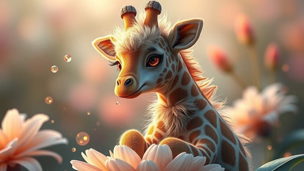 Giraffe of Enchanted Elegance in Whimsical Style