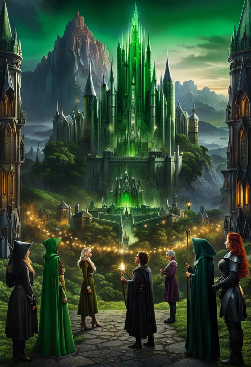 Wizard and Women in Gothic Emerald City