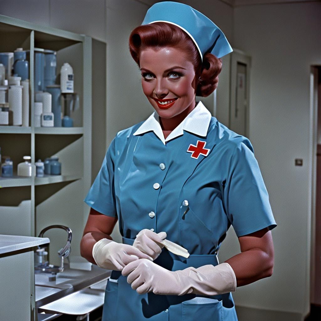 Vintage 1960s Australian Nurse in Gloves