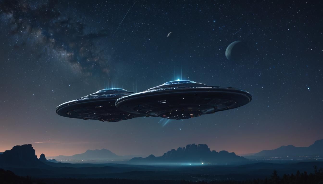 UFOs in Starry Sky: Cinematic Fantasy Concept Art