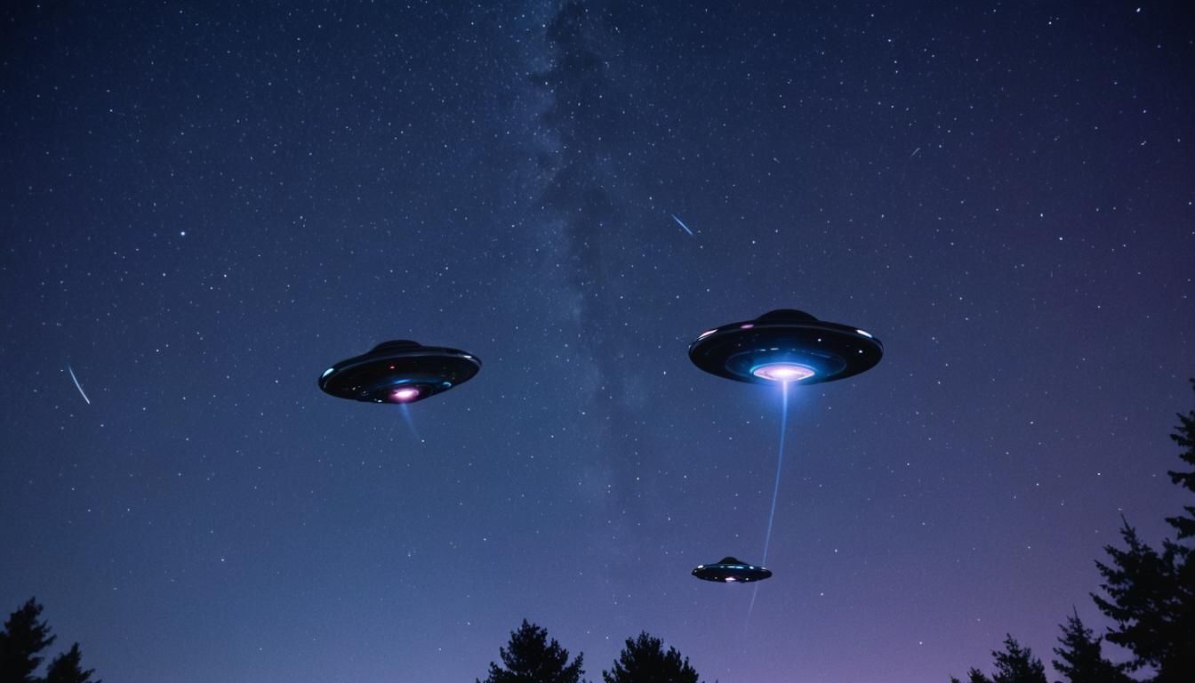 UFOs in Starry Night Sky: Cinematic Concept Art