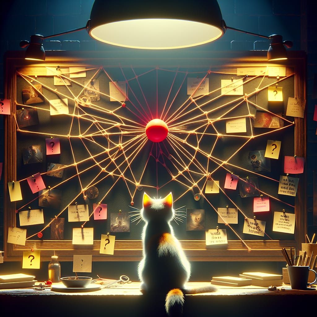 Cat Ponders the Red Dot Conspiracy: 8K Masterpiece