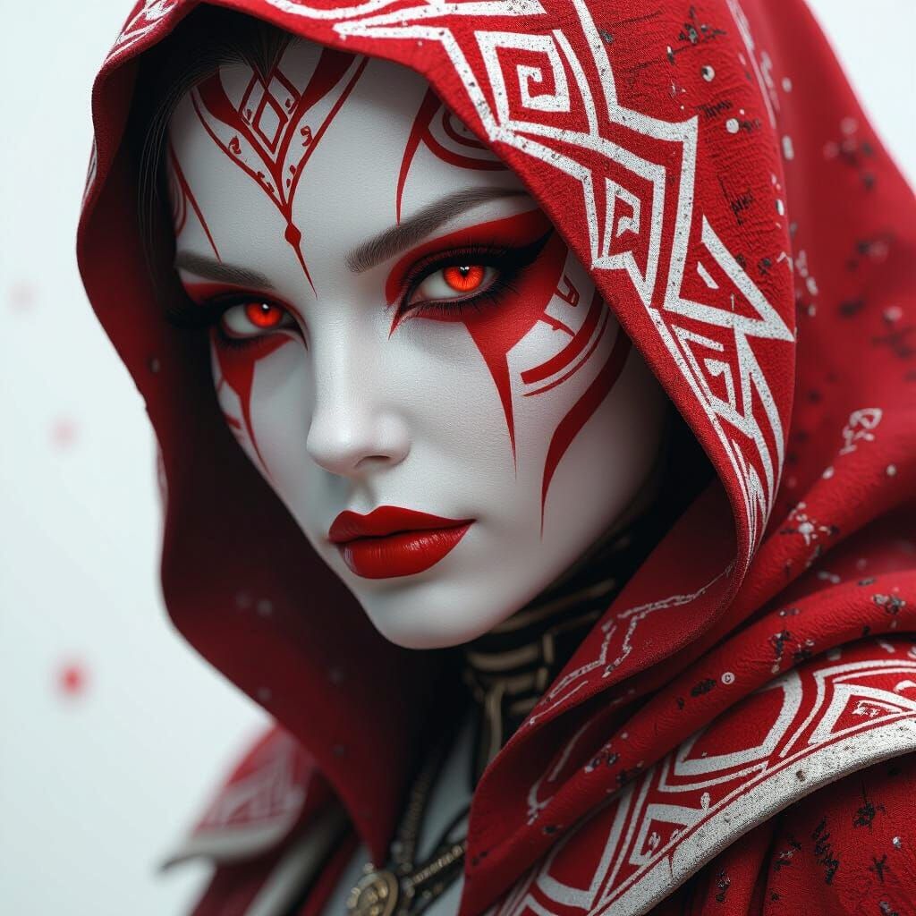 Ethereal Woman with Red Eyes, Digital Painting