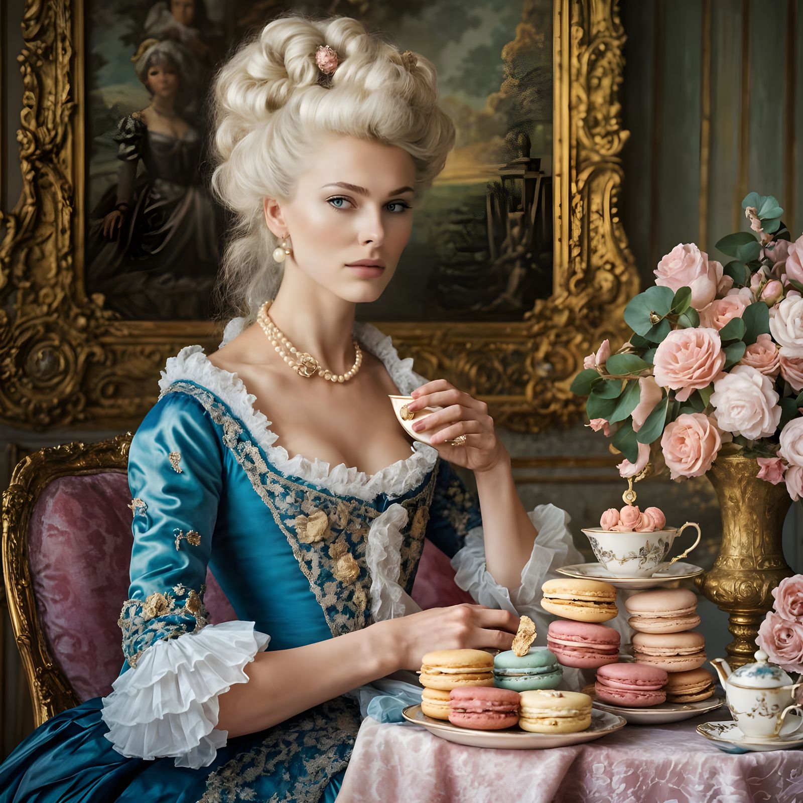 Marie Antoinette Sips Tea in Opulent Versailles