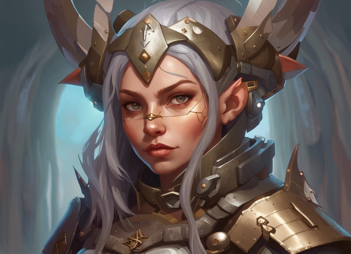 Gnome Cyborg Portrait in Medieval Fantasy Style