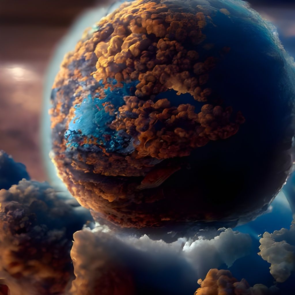 Hyperrealistic Dark Planet Framed by Thunderous Clouds