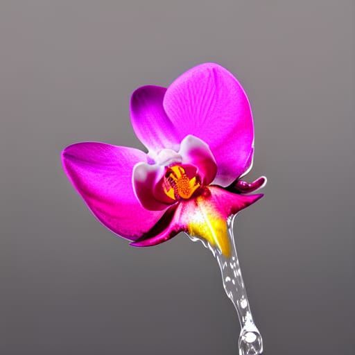 Liquid Chrome Orchid Melting in Splash Art