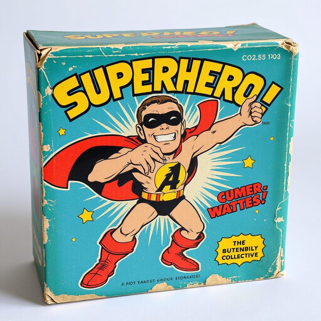 Retro Comic Book Superhero Action Figure Box Art
