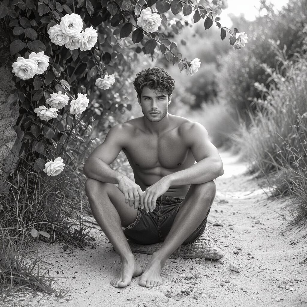 Gay Males Posing in Dreamlike Black and White Photo