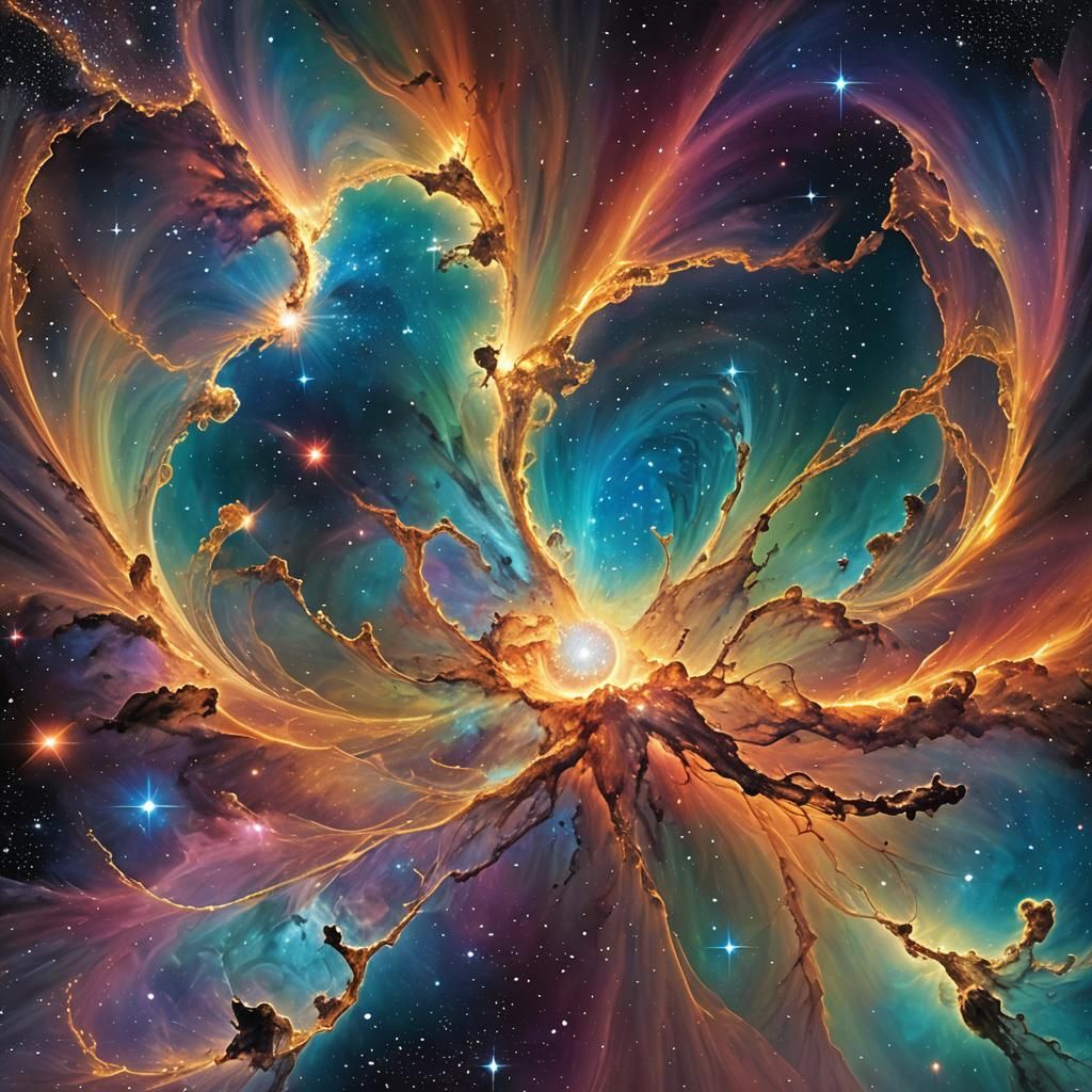 Ethereal Cosmos with Blackhole in Photorealistic Style