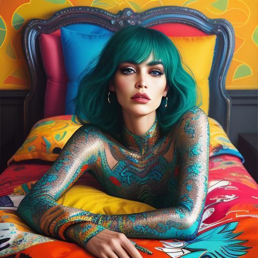 Woman in Bed: A Pop Art Portrait of Reflection