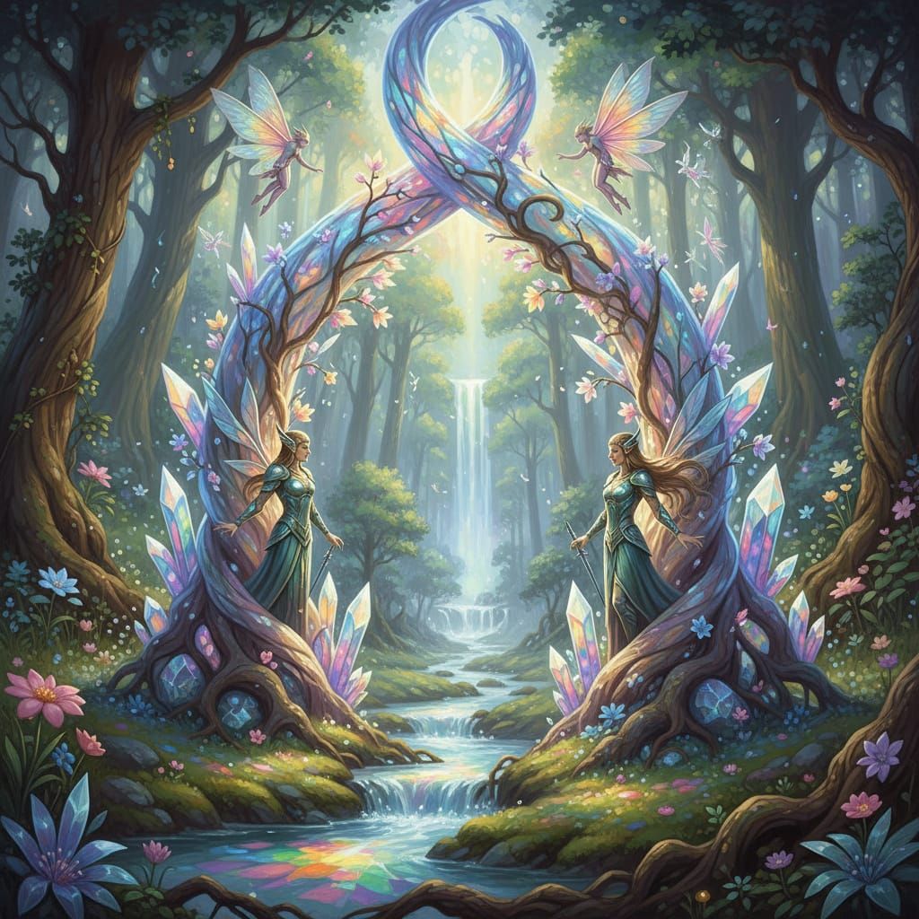 Crystal Elven Gateway With Nature Elements