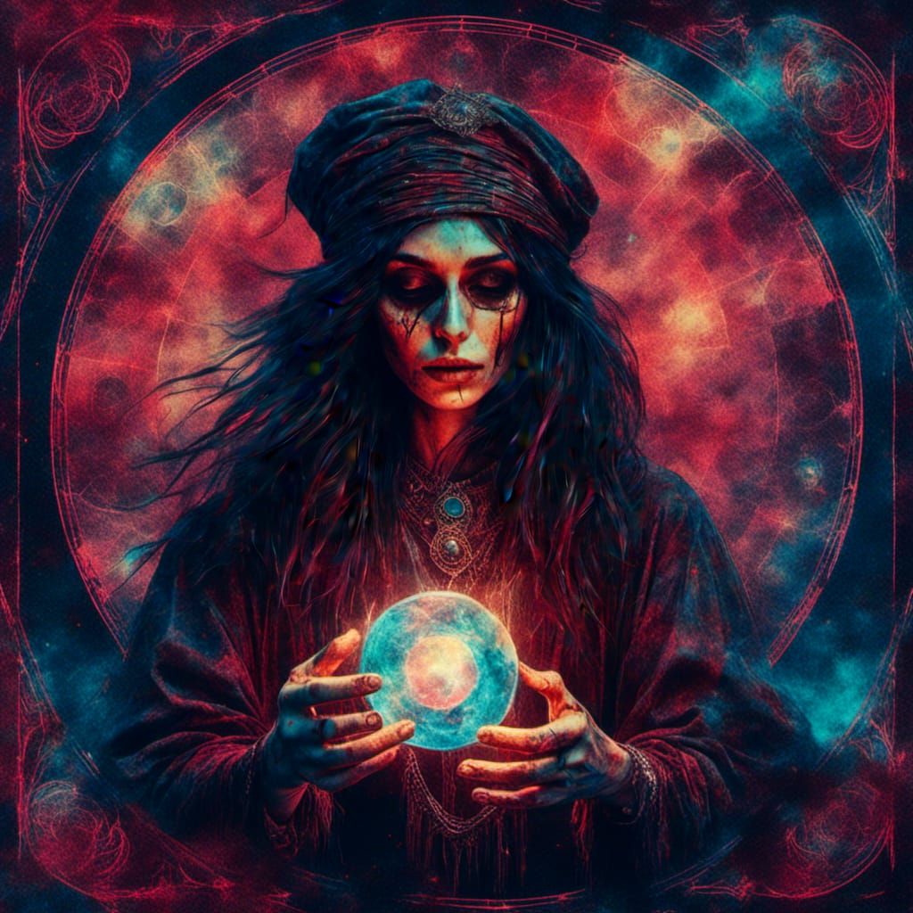 Cosmic Gypsy Fortune Teller in Visionary Style
