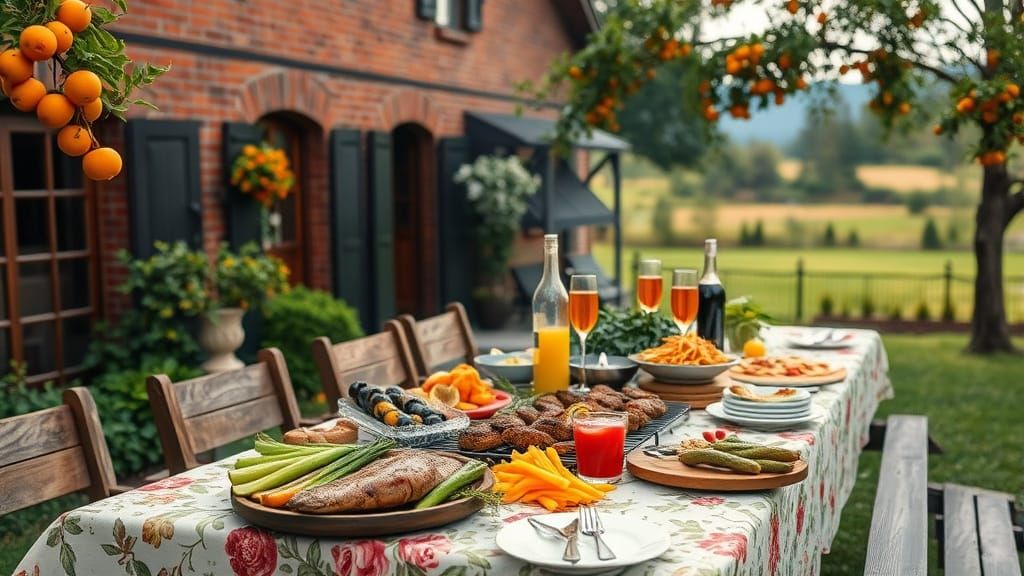 Victorian Outdoor Feast with Grilling Platter
