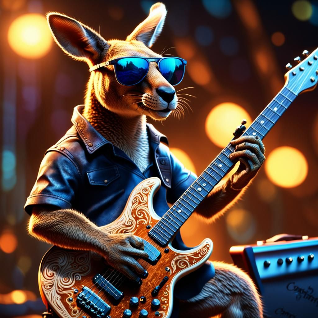 Kangaroo Plays Guitar: Dark Fantasy Concept Art