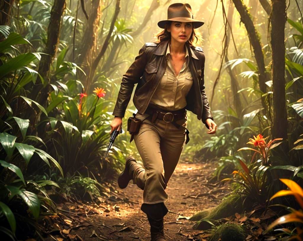 Ana de Armas as Indiana Jones in Ecuadorian Landscape
