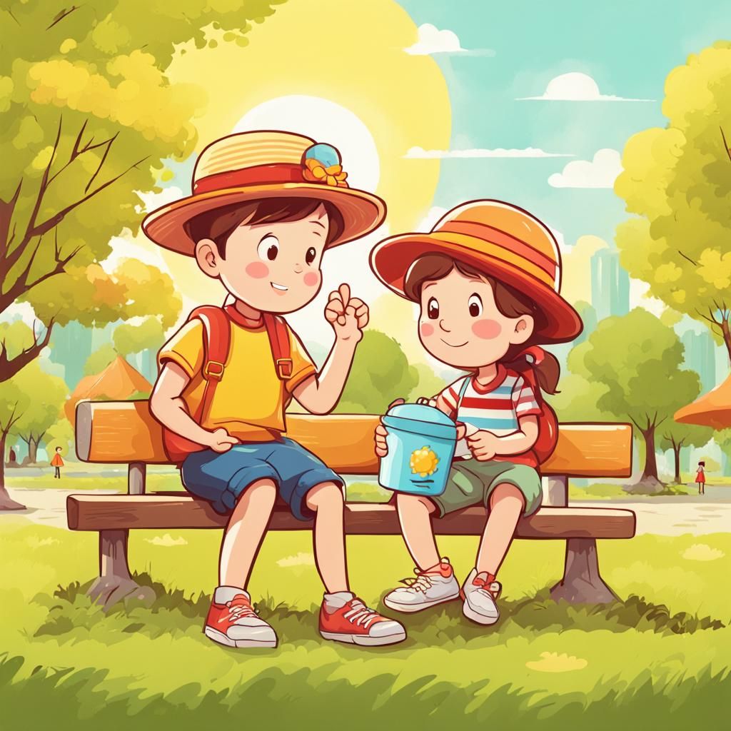 Cartoon Summer: Children at the Park