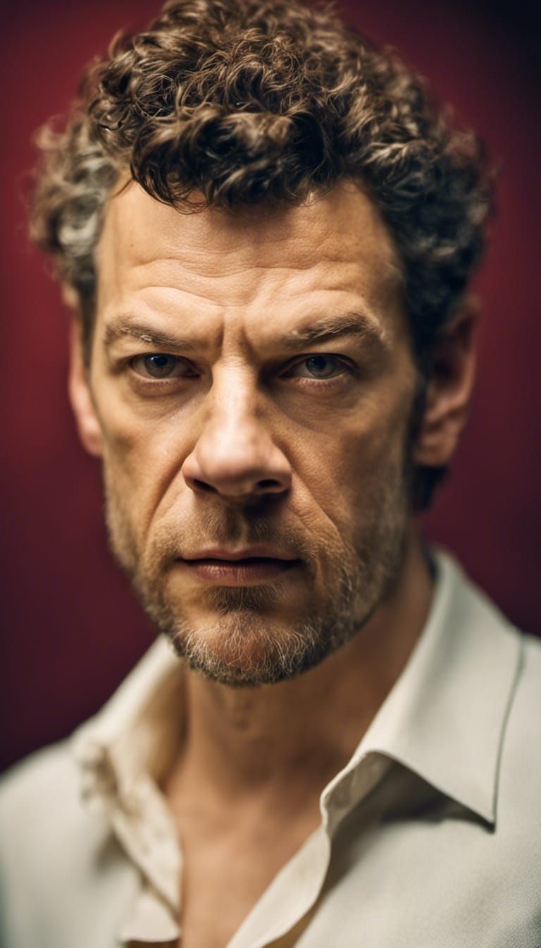 Dramatic Photorealistic Portrait with Intense Gaze