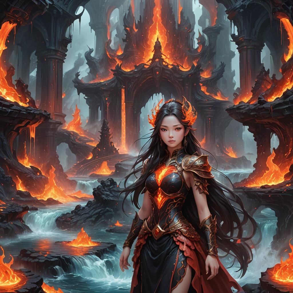 Lava and Water Fantasy Girls in Separate Realms
