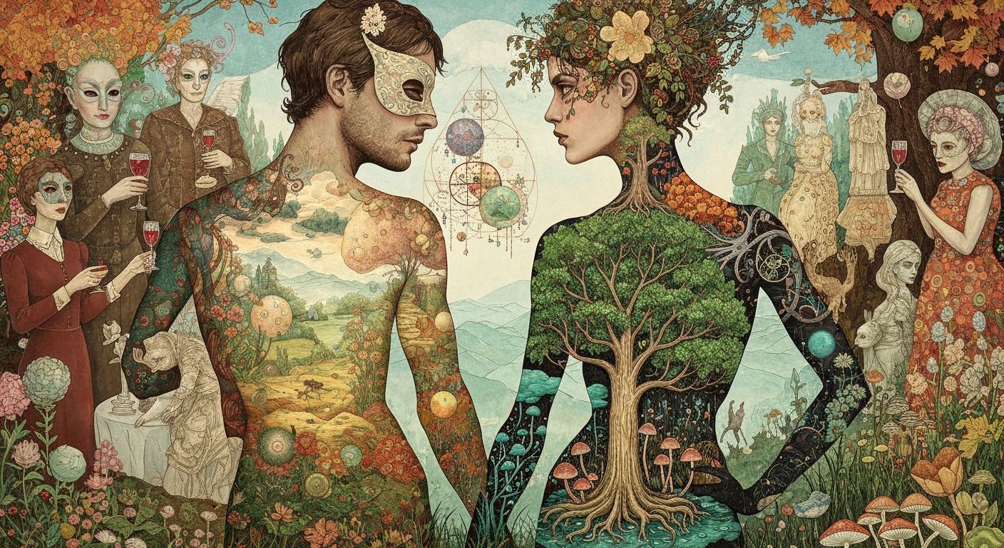 Surreal Garden Party in Klimt Style