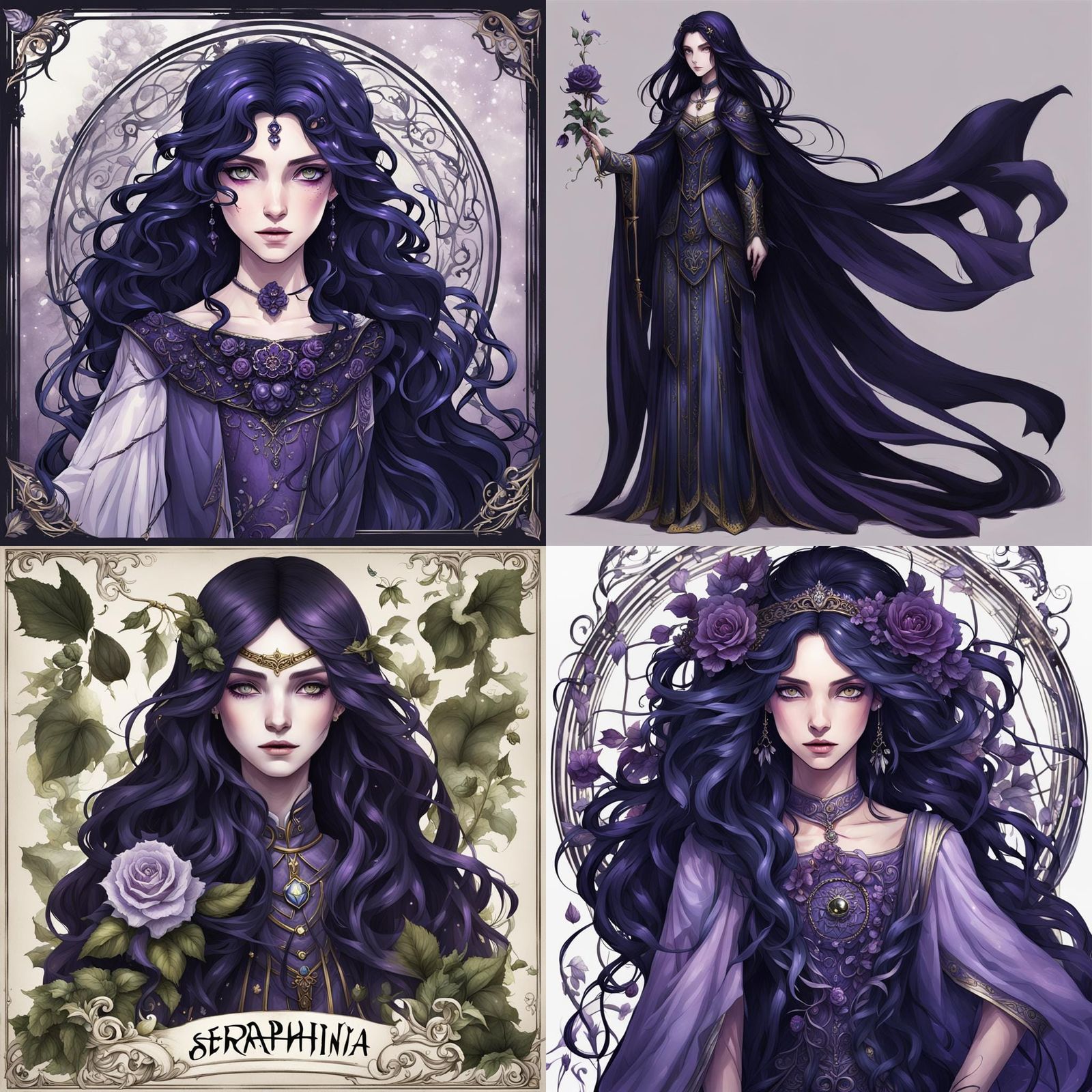 Enigmatic Seraphina Nightshade: 3D Digital Art Portrait