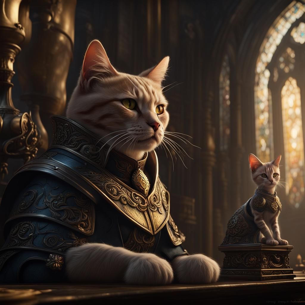 Cat Monarch in Feline Society: Dark Fantasy Concept Art
