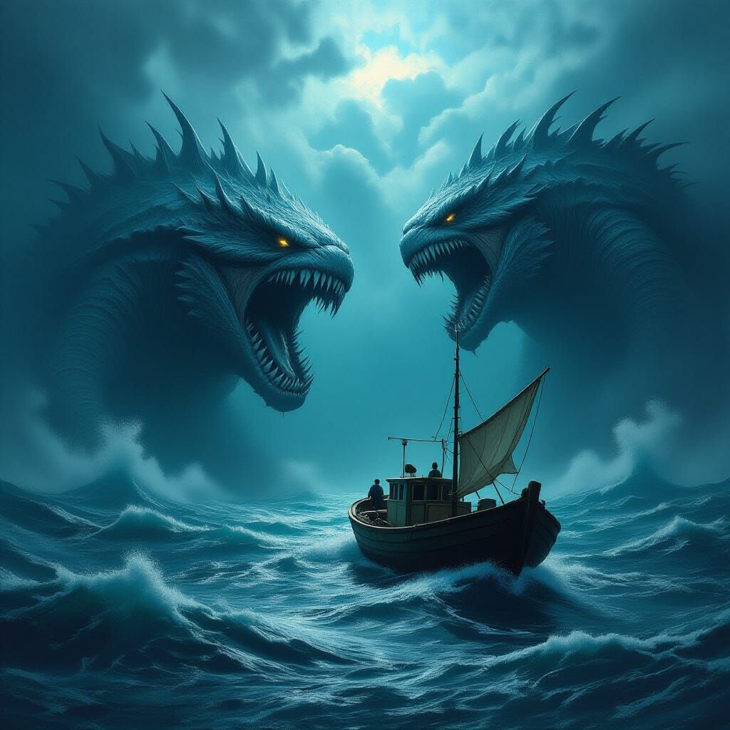 Fishing Boat Battles Terrifying Sea Monsters in Dark Ocean