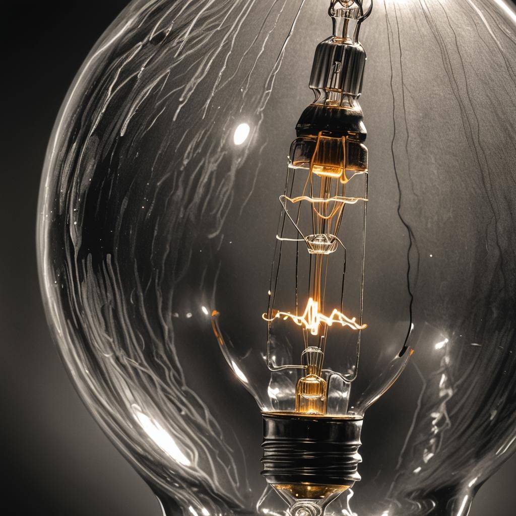 Hyperdetailed Charcoal Drawing of a Glowing Light Bulb