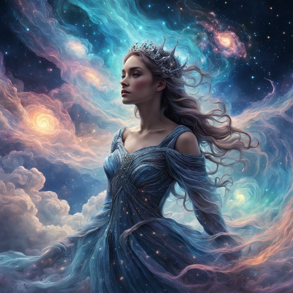 Ethereal Princess in Celestial Backdrop