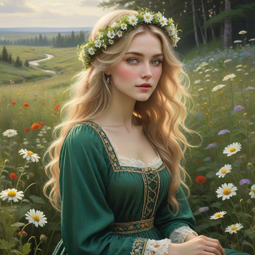 Enchanting Golden Goddess of the Wildflower Meadow