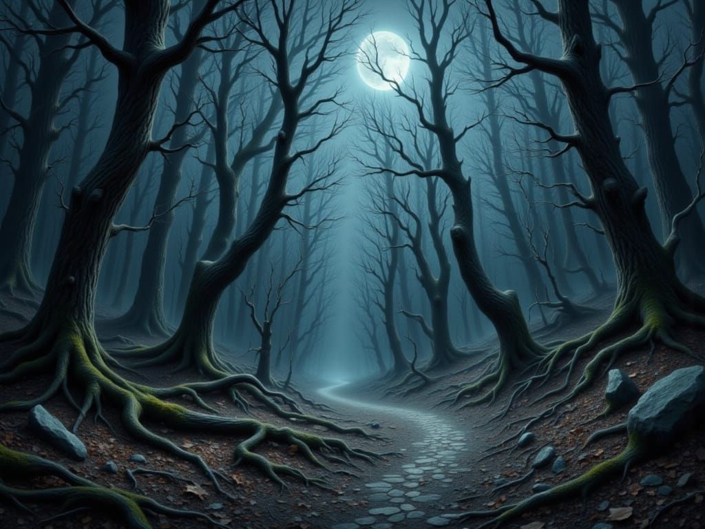 Enchanted Forest Clearing in Ethereal Moonlight