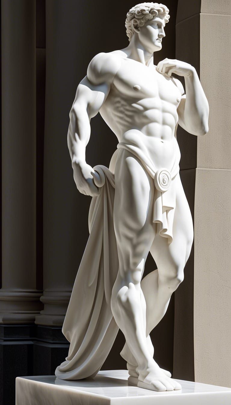 Classical Marble Statue of a Strong Man