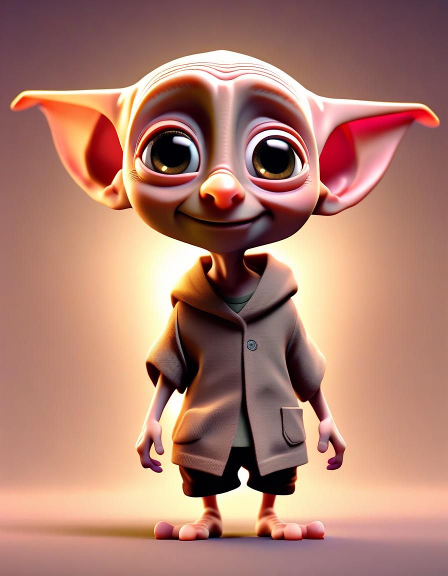 Cute Chibi Dobby the House Elf: 3D Digital Art