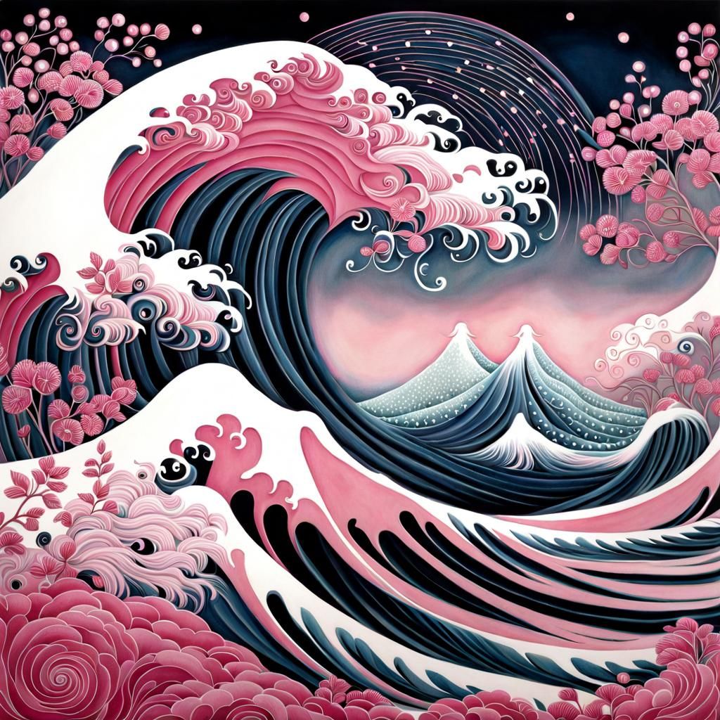 Pink great wave