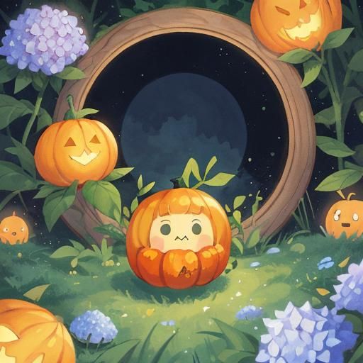 Cute Pumpkins and Ghosts in Whimsical Concept Art