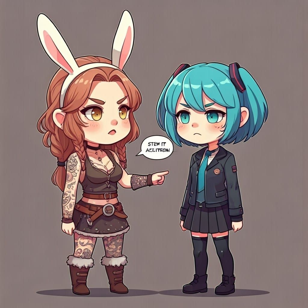 Viking Bunny Girl Confronts Cybernetic Teen in Adorable Chib...