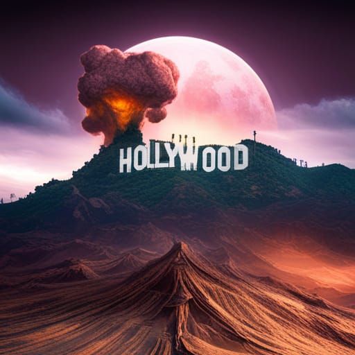 Apocalyptic Hollywood Sign in Detailed Matte Painting