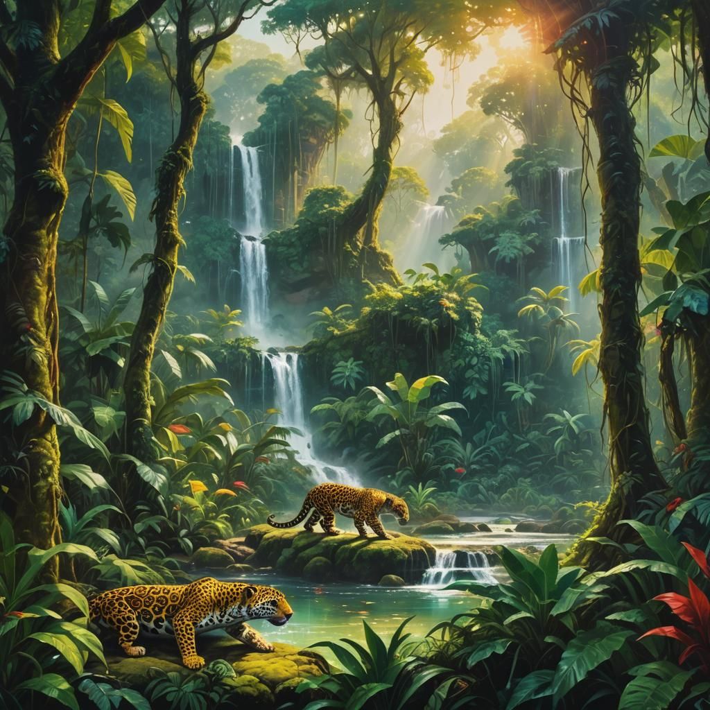 Amazonian Jungle: Jaguar, Anaconda, and Ancient City