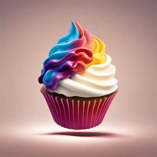 Hyperrealistic Cupcake Splash Art: Detailed and Dramatic