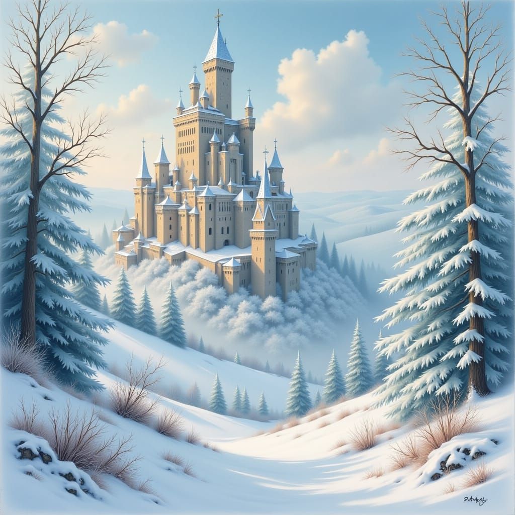 Winter Kingdom in Whimsical Watercolor Style