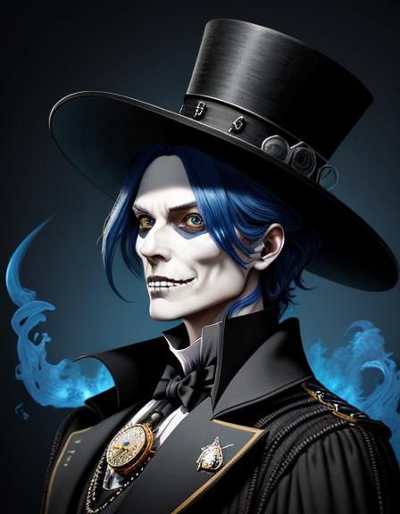 Menacing Steampunk Skeleton in Victorian Suit Portrait