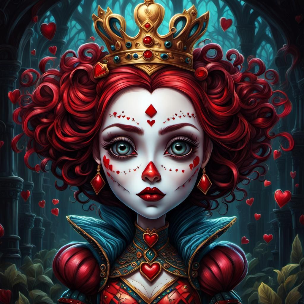 Chibi Queen of Hearts, Detailed Fantasy Art