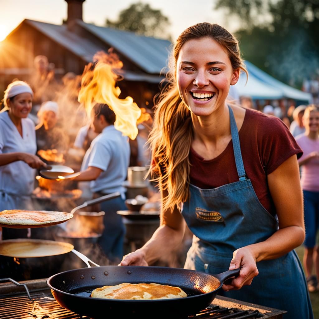 Joyous Pancake Portrait at Rural Village Fair
