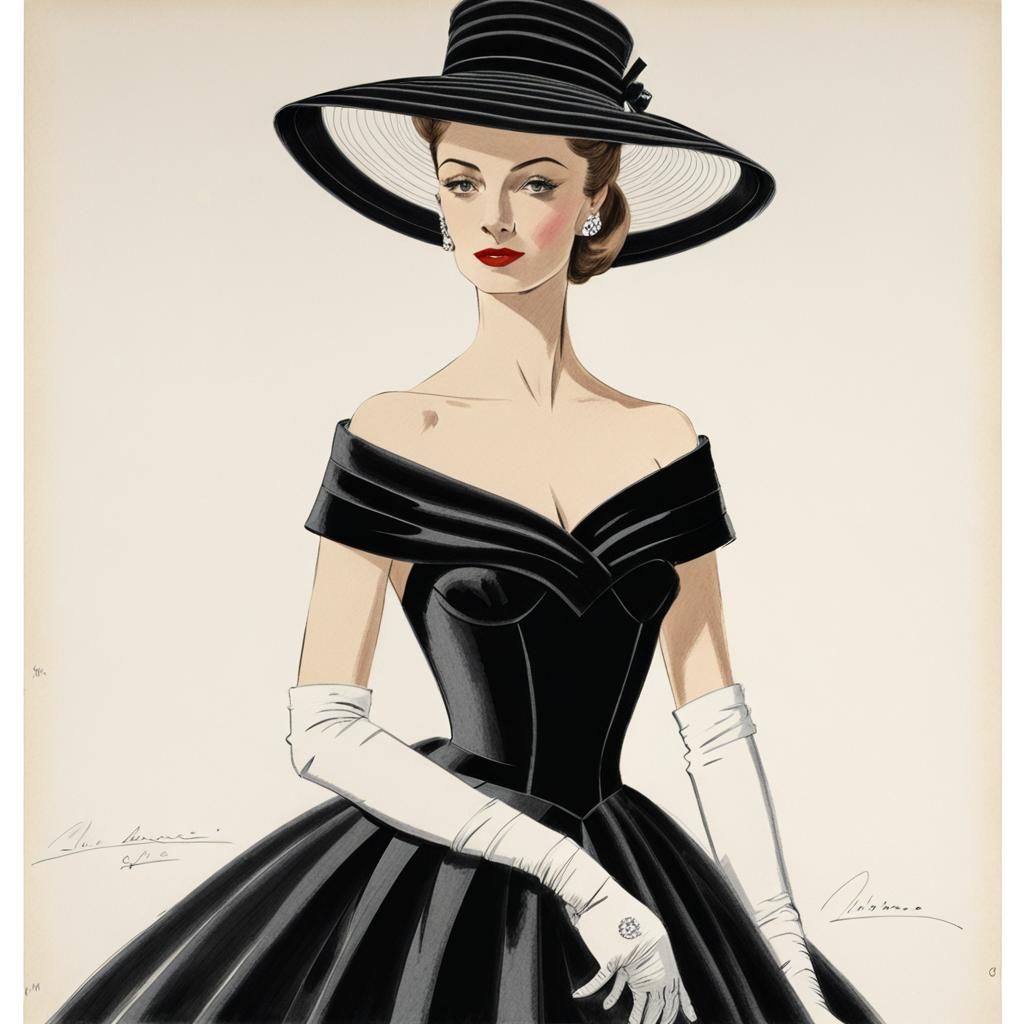 Haute Couture Dress Sketch, 1956